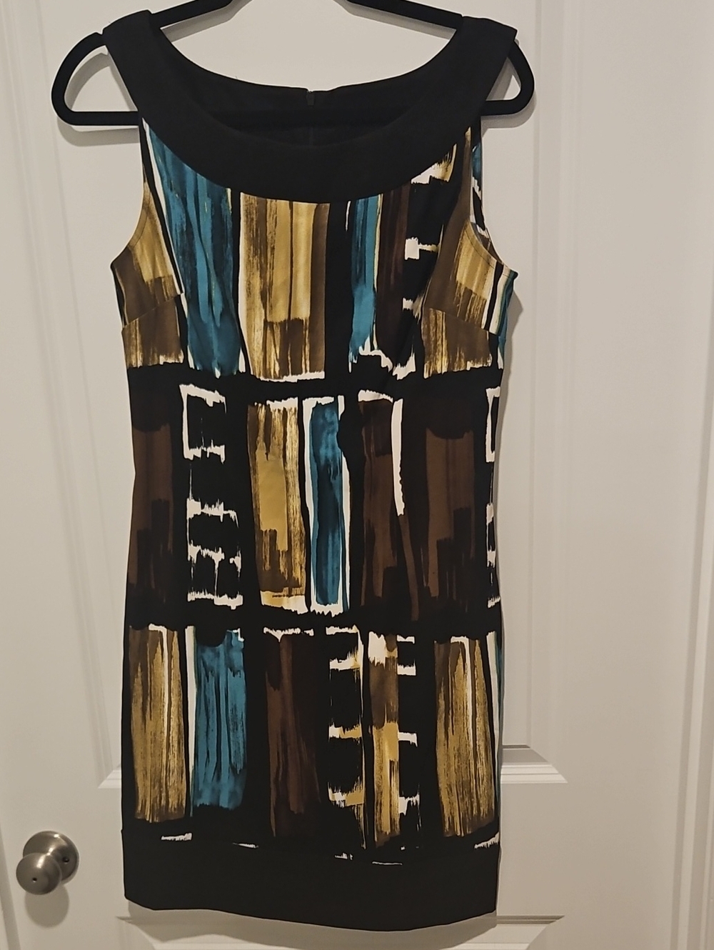 dressbarn Sleeveless Sheath Dress - Black, Teal & Gold